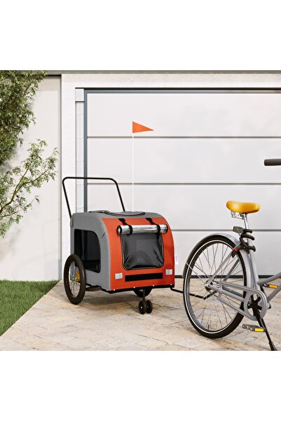 vidaxl Remorcă de bicicletă animale portocaliu/gri, textil oxford/fier