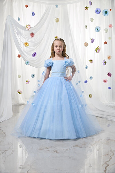 Orca Kids Fashion 2-11 Mavi Gül Mevsimi Abiye