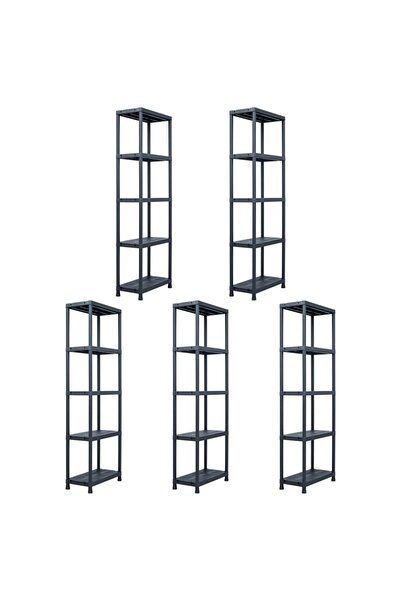 vidaxl Rafturi de depozitare 5 buc. negru 60x30x180 cm plastic 125 kg