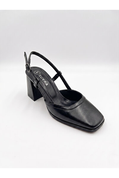 Kadın Kalın Topuklu Slingback Ayakkabı – Küt Burun Klasik Topuklu Ayakkabı