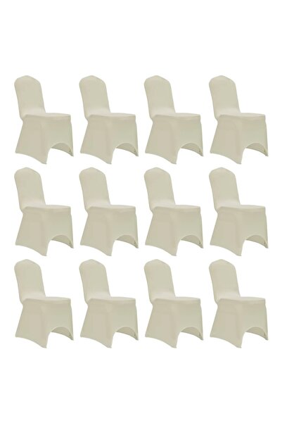 vidaxl Huse elastice pentru scaun, 12 buc., crem