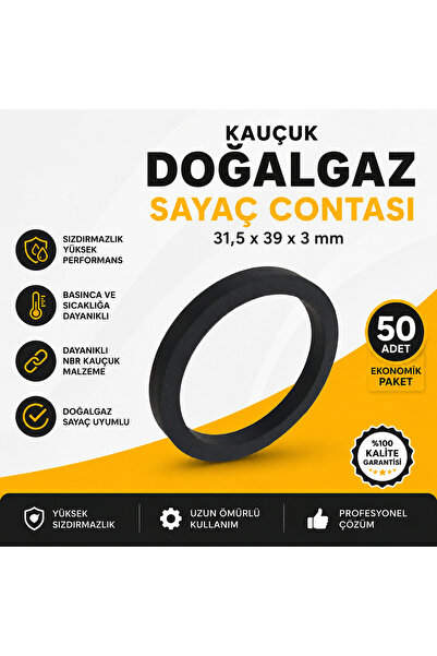 akmanlar conta NBR G4 Kauçuk Doğalgaz Sayaç Contası 31,5x39x3 mm Siyah 50 Adet