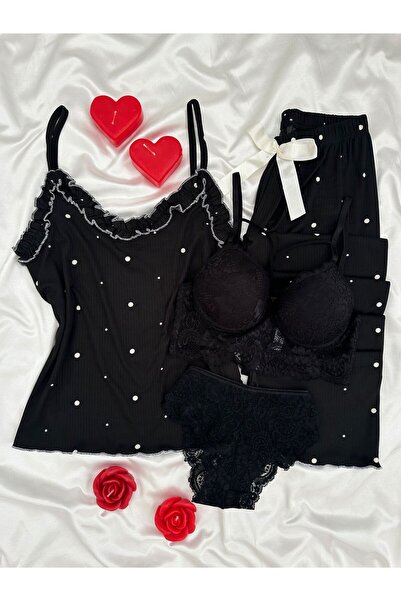 Lena Homewears Women's Lingerie Strap Ruffle Pajama Set