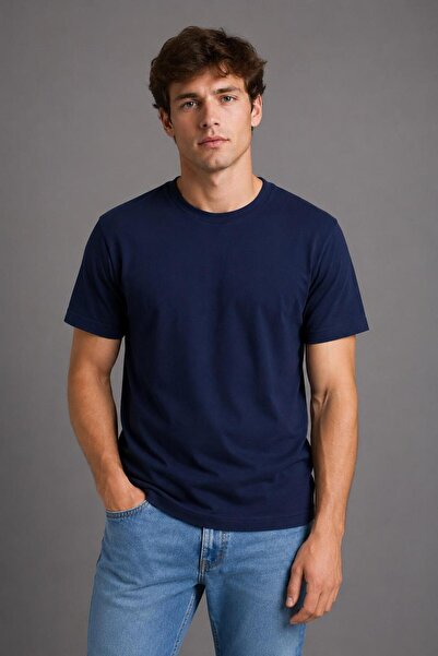 Lizbon Style Men's 100% Cotton T-Shirt Regular Fit Crew Neck T-Shirt