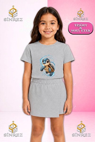 SİNREZ Set pentru fete KARETTE KARETTA IN THE WATER Tricou cu mânecă scurtă i...