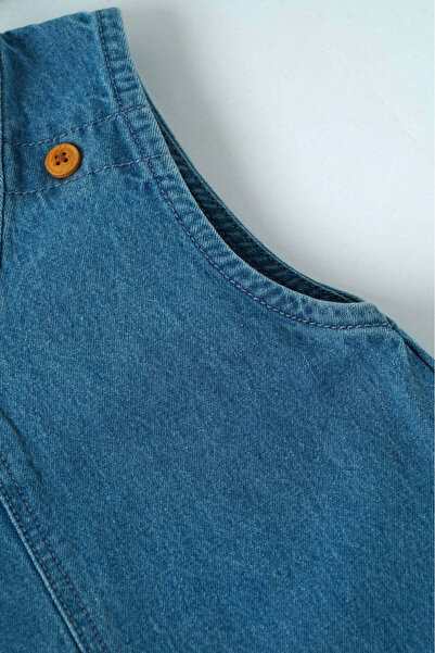 popees babycare Popees Baby Girls Denim Sleeveless Dress with Heart Pockets |Soft Cotton Denim Outfit (3–36 Months)