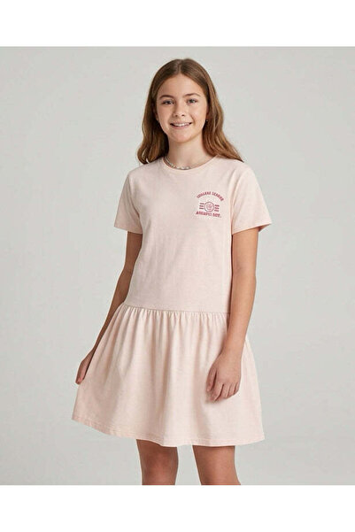 REDTAG Senior Girls Peach Printed Dress