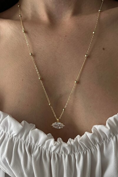 Okko Store Marquise Cut Ball Chain Necklace