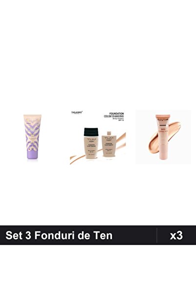 Eveline Set of 3 Foundations, Perfect Beige, Color Changing TLM SPF15, Ruby R...
