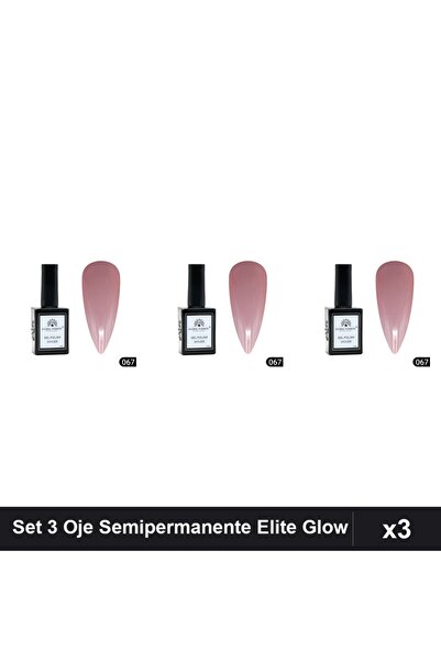 global fashion Set 3 Oje Semipermanente Elite Glow 15ml, Gel Polish UV/LED