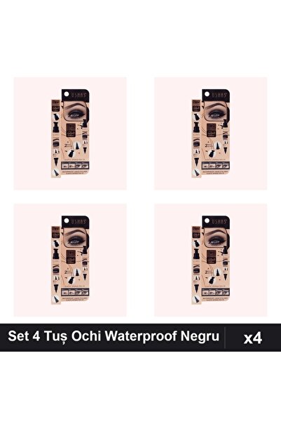 Ushas Set 4 Tuș Ochi Carioca Stampila 2 Way Quick Waterproof Negru 3g