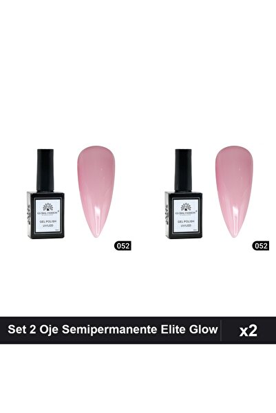 global fashion Set 2 Oje Semipermanente Elite Glow 15ml, Nuanta 052, Gel Poli...