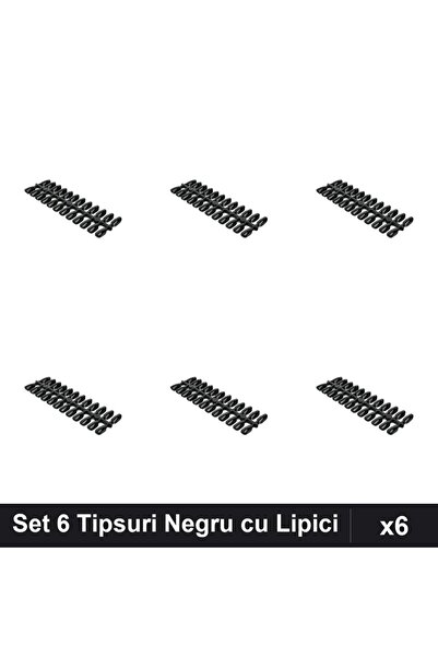 NAİLS Set 6 Tipsuri Unghii Negru cu Lipici, Paletar Complet Manichiura Profes...