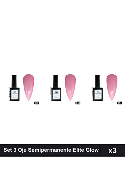 global fashion Set 3 Oje Semipermanente Elite Glow 15ml, Gel Polish UV/LED