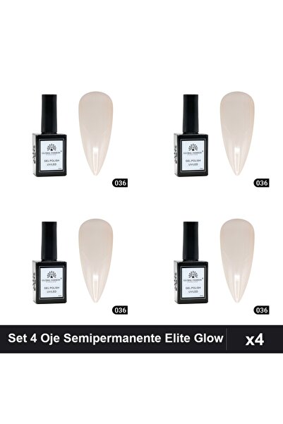 global fashion Set 4 Oje Semipermanente Elite Glow 15ml, Gel Polish UV/LED Ma...