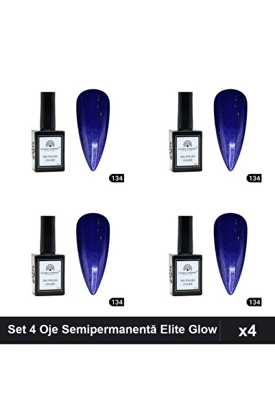 global fashion Set 4 Oje Semipermanentă Elite Glow 15ml, Gel Polish UV/LED
