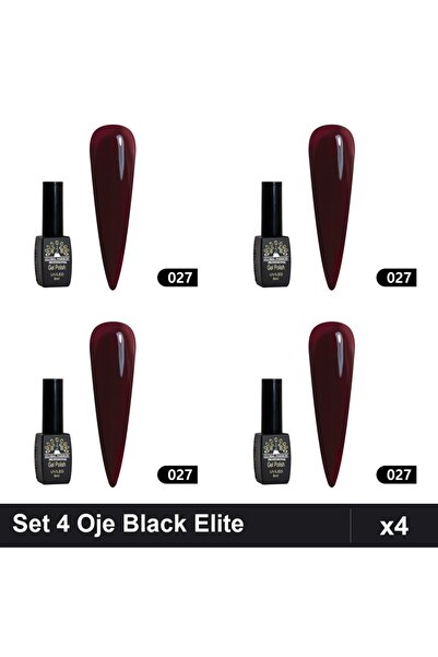 global fashion Set 4 Oje Semipermanente Black Elite 8ml, Manichiura UV/LED,