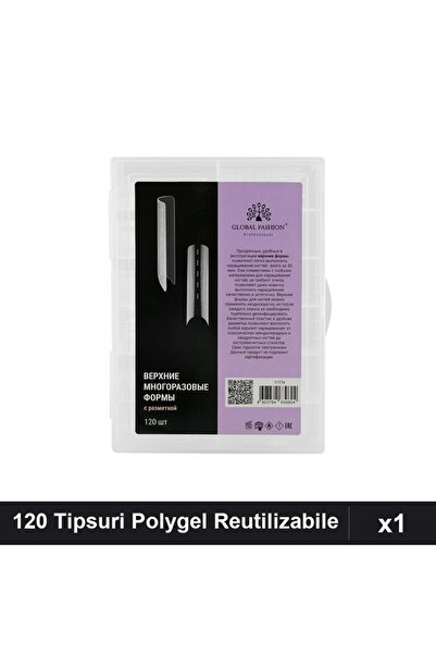 global fashion Set 120 Tipsuri Reutilizabile Polygel, Forma Arcuită, Extensii...