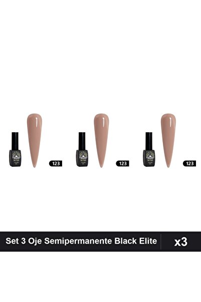 global fashion Set 3 Oje Semipermanente Black Elite 8ml, Manichiură UV/LED,