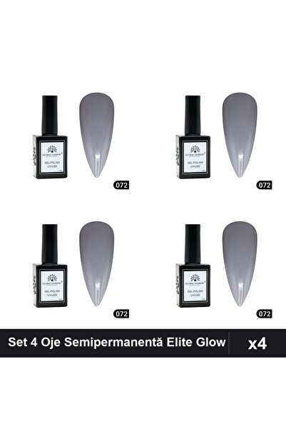 global fashion Set 4 Oje Semipermanentă Elite Glow 15ml, Gel Polish UV/LED