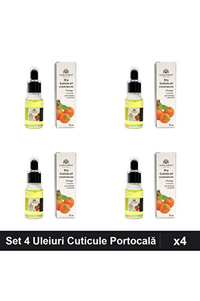 global fashion Set 4 Uleiuri Cuticule cu Pipeta, Aroma Portocală 15ml, Îngrij...