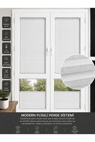PerdeLabb Plise Perde Cam Balkon ve Pimapen Uyumlu Özel Ölçü Kolay Montaj Ofi...