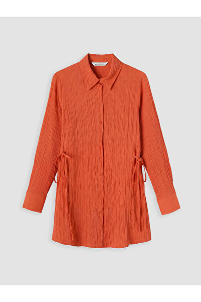 LC Waikiki Nevavm Detailed Textured Women's Shirt Tunic with a Tie Detail