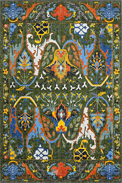 kilim home Modern Antik Desenli Haki Detaylı Şark Köşesi Dekor Halı 2313