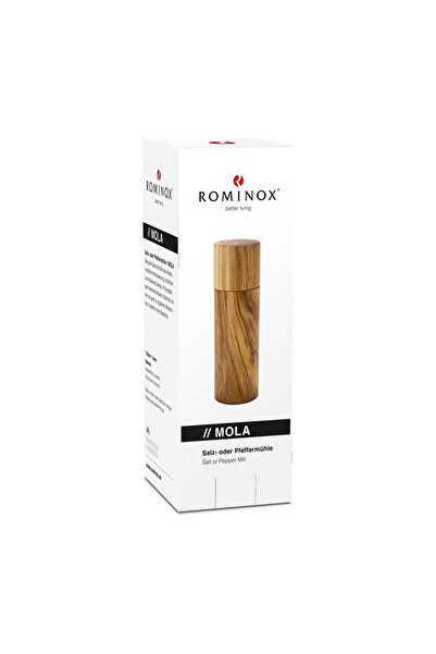PROMİNOX Râșniță Rominox Mola, pentru sare sau piper, lemn de salcâm, mecanism ceramic, reglare fină-groasă