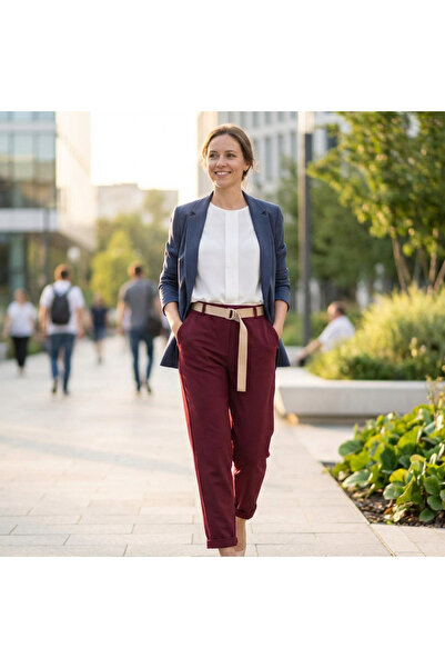 OEM Pantaloni Dama Non-Iron cu Curea - Marime Universala S-M