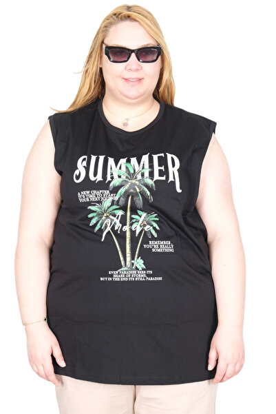 ModeXL Mode XL Real Big Size Women's Athlete Printed Summer U26010 Black