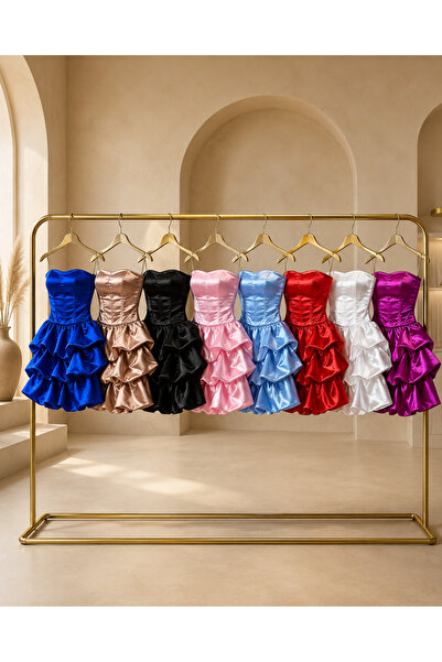 OEM Short satin corset dress with ruffled skirt