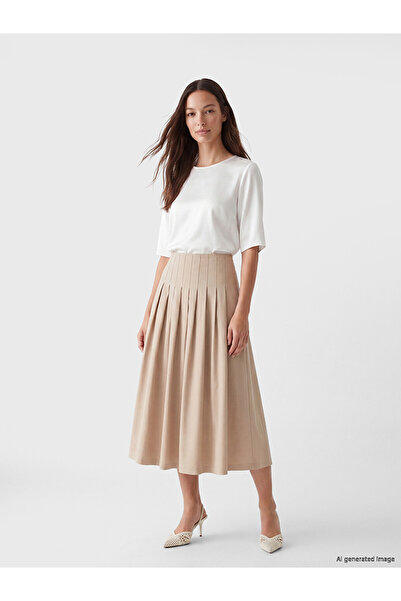 LC Waikiki Nevavm Modal Textured Pleated Skirt with a Difference