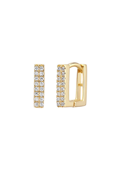 Lisa&Co. Cercei Argint Square Hoop Argint placat cu aur galben / Zircon / Aur...
