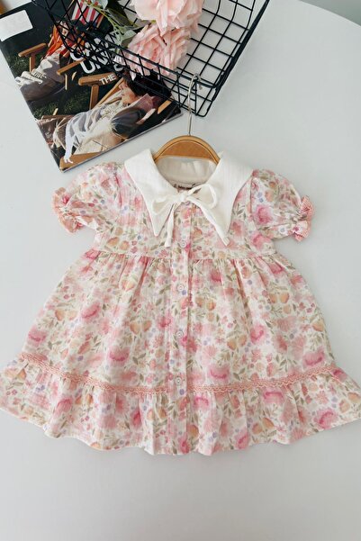 Minigimin Cicileri My Little One's Flowers Patterned Cotton Muslin Collared B...
