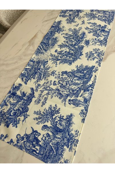 GÜLER HOME Blue French Peasants Pattern Runner