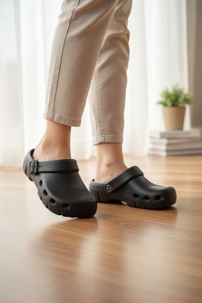 Moda fiesta Unisex Orthopedic Hospital Slippers Non-Slip Sole Lightweight Daily Sabo Slippers Black