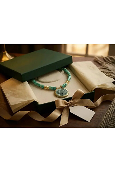 Dorvina Natural Stone Women's Necklace Turquoise Bodrum Bead Ceramic End Stee...