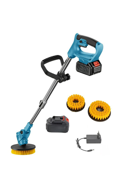TodayShop Perie electrică multifuncțională de 48V cu mâner telescopic, 2 bate...