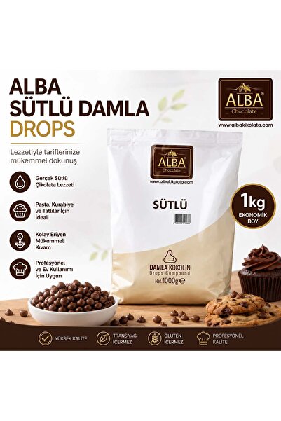 Alba Sütlü Damla Çikolata Drops Compound 1 KG