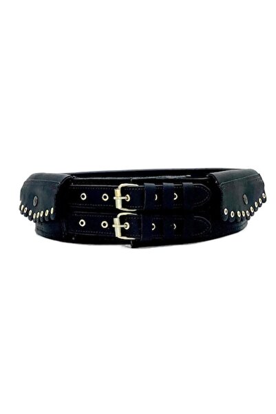 OEM Traditional leather chimir, 2 black buckles, 81x10 cm