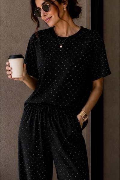bb butik basic Daily Stylish Stone Detailed Comfortable Fit Modal Set My3535