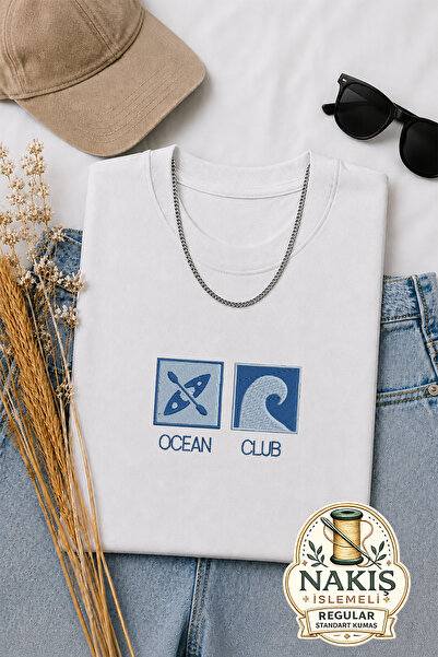 Vela Rossa Home Ocean Club Embroidered White Regular Fit Unisex T-Shirt 30/1 ...