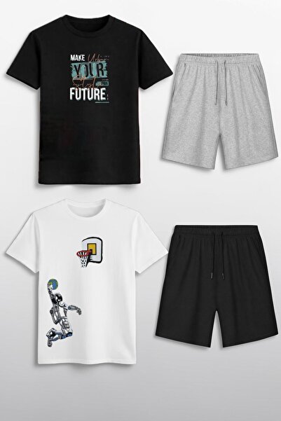 Trendy Merry Store 4-Piece Children's Summer Capri and T-Shirt Set