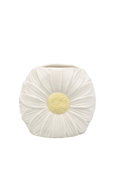 Bizzotto White yellow ceramic flower vase Florysia 14.30x8x13h