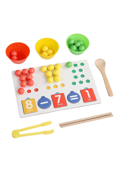 Stuniko ® Joc Matematic Montessori 3 in 1, Placa de Numarat si Sortat cu Bile...