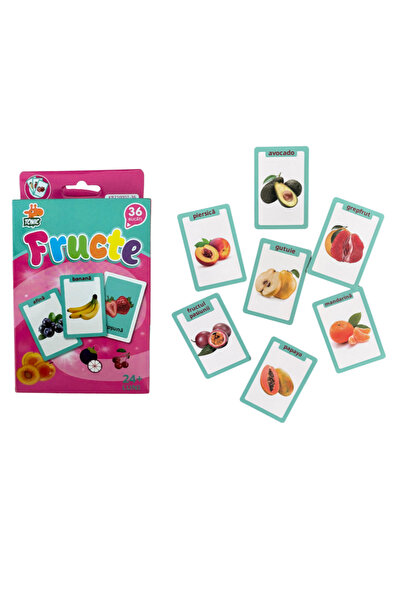 Stuniko ® Joc Educativ Carduri cu Fructe, 36 Piese Față-Verso, Romana-Engleza...
