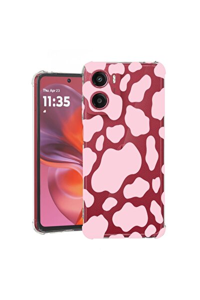 bestcase ¬Æ Husa compatibila Motorola Moto E15, Anti Shock 1.5MM, Pink Cow, P...