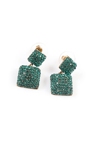 meli melo Elegant green earrings with geometric design