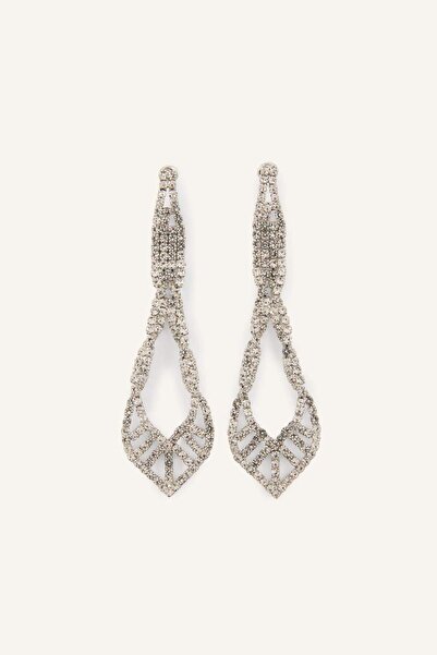 DeFacto Women's Silver Color Stone Earrings H8637Axns